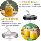 Mason Jar Pour Spouts. free flow Mason Jar Pour Spouts, mason jar for spout regular mouth size 70mm dispenser germination cover. Suitable for any liquid. Leak-Proof 2-Pack + 4 Black Lid Caps (2 Pack