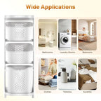 Laundry Hamper Basket Sorter, 3-Tier PP Laundry Sorter Cart with 4 Wheels, 16.92x12.99x42.91in Removable Rolling Laundry Baskets, Practical Handle, Porous Design, 1 Large and 2 Small Baskets, White