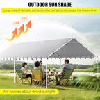 DWALE 10 x 20 Ft Carport,Replacement Canopy Cover Garage Top Tent Shelter Tarp,Grey with 48 Ball Bungee Cords Waterproof & UV Protected (Only Tarp Cover, Frame Not Include)