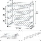 4 Tiers Stackable Can Rack Organizer, Wear-resistant Upgrade Beverage Food Can Dispenser Holder Holds up to 48 Cans for Kitchen Cabinet and Pantry (Silver)
