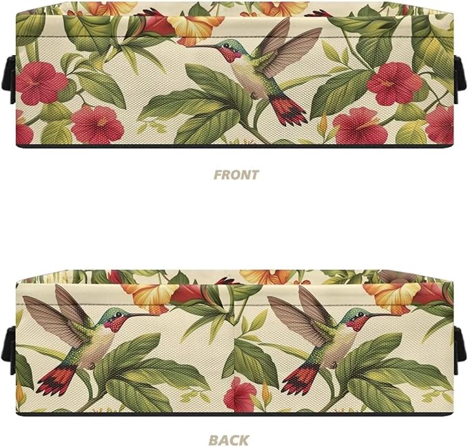 Small Toilet Paper Storage Bin Rectangular Multi-purpose Storage Baskets With Handles Portable Organizer for Home Office Bathroom Decorations, Retro Hummingbird Hibiscus flower