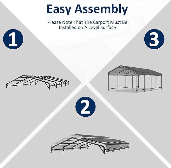 12x20 Metal Carport Carports with Enhanced Base Heavy Duty Garage Outdoor Galvanized Car Shelter for Car, Boats and Truck