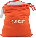 WiseBoy Laundry Bag, 23.6x35 inch Oversized Laundry Bags, Travel Laundry Bag Dirty Clothes Organizer, Nylon Wet Dry Storage Bag for College Dorm, Camping, Caravan, Orange