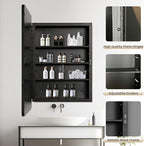 Bathroom Medicine Cabinet with Mirror, 20x30 inch Metal Black Recessed Medicine Cabinet with 3 Adjustable Metal Shelves, Rounded Rectangle Storage Cabinet
