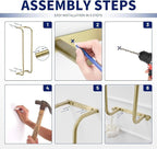 BWE Brushed Gold Towel Racks for Bathroom, Wall Mounted Towel Rack for Rolled Towels, Bathroom Towel Storage, Stainless Steel Vertical Towel Holder, Bathroom Organizer