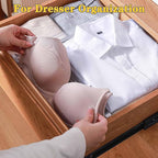8 Pcs Drawer Dividers for Clothes, 3.15" High 11.34"-19.69" Adjustable Expandable Dresser Drawer Organizer, Clear Plastic Separators for Dresser, Baby Clothing (8, white‌)