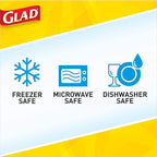 Glad GladWare To Go Lunch Food Storage Containers with Lids, Medium Round No BPA Plastic with Built-In Dressing Cup for Salads and Lunches, Microwave Dishwasher Safe, 32 Oz, 4 Count - 6 Pack