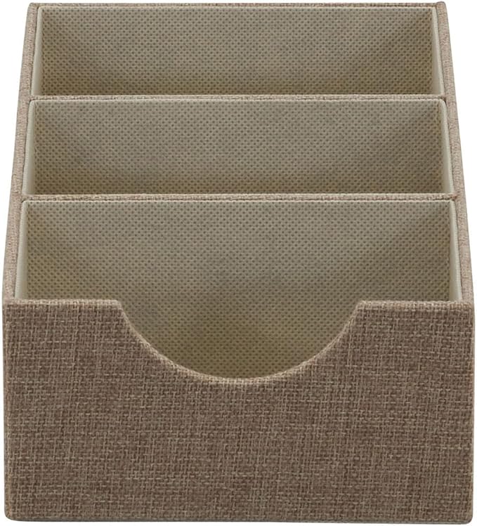 Household Essentials Brown 722-1 Deep 3 Section Drawer Organizer Box for Storage | 12 in x 6.13 in x 3.13