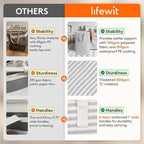 Lifewit 3 Pack Laundry Basket 100L Each, Collapsible Clothes Hamper with Reinforced Handles, Freestanding Waterproof Design for Bedroom and Laundry Room, Grey 300L Total
