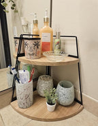 2 Tier Bathroom Counter Organizer,Standing Rack Cosmetic Holder,Wood Bathroom Organizer,Vanity Organizer Bathroom Counter Tray,for Bathroom,Bedroom (Log Color)