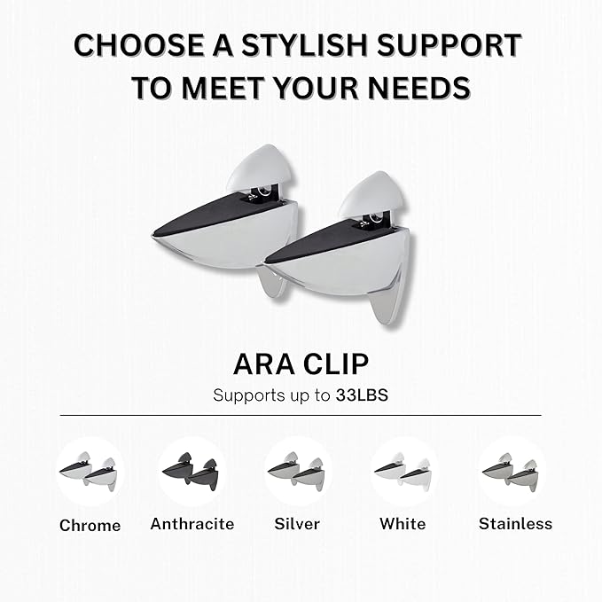 Glass Shelves - Tempered Safety Glass Shelves for Bathroom, Choose Over 20 Shelf Brackets and Multiple Shelf Sizes - Ara Style - 31.5 x 11.8 in - White Clip