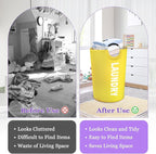 125L Large Laundry Basket with Handles, Foldable Clothes Hampers Stand Up Well, Portable Dirty Clothes Hamper, Rugged Laundry Basket for Flat, Dorm, Travel, Yellow