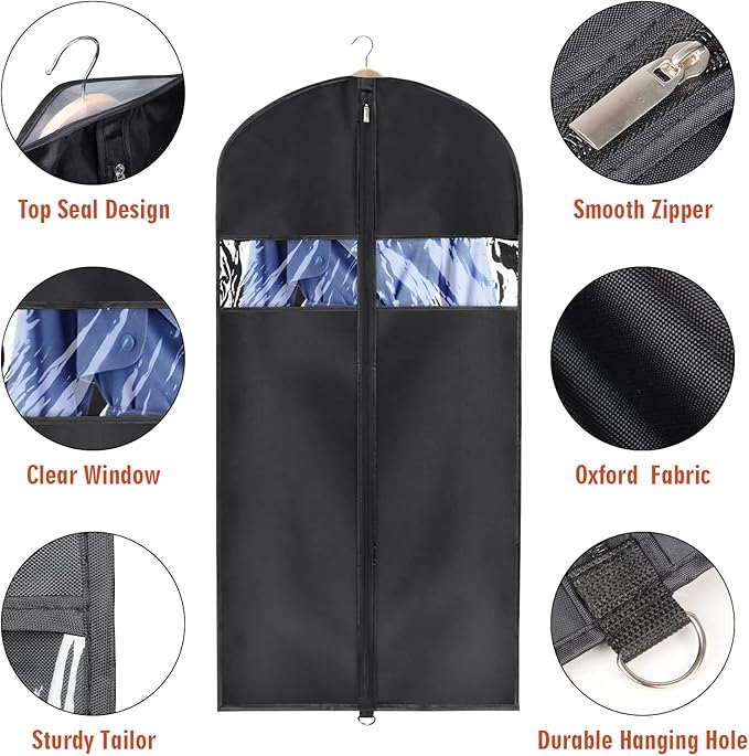 Univivi Lightweight Garment Bag Suit Bag for Storage and Travel (24"X50"-5pcs - Oxford)