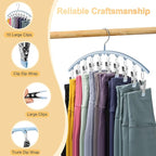 Legging Organizer for Closet, Metal Yoga Pants Hanger w/Rubber Coated 4 Pack w/10 Clips Hold 40 Leggings, Hangers Space Saving Hanging for Closet Organizers and Storage, Blue