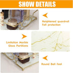 Vanity Tray Luxury Bathroom Counter Tray Glass Perfume Organizer Holder Cosmetics Makeup Skincare Display Decorative Vanity Trays for Bathroom Dresser Bedroom (Platinum, L)