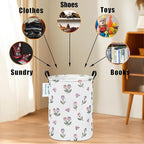 LANGYASHAN Laundry Basket Canvas Fabric Collapsible Organizer Basket for Storage Bin Toy Bins Gift Baskets Bedroom Clothes Children Nursery Hamper (Tulip)