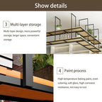 2-Tier Hanging Plant Shelves - Ceiling-Mounted Storage Rack for Kitchen & Home, Floating Wine Holder & Flower Pot Stand, Decorative Display Shelves (150x30x80cm)
