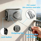 Retractable Clothesline,Heavy Duty Outdoor Clothes Drying Laundry Line Wall Mounted Stainless Steel Line-16.7 Feets(Gray)