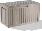 85 Gallon Outdoor Waterproof Resin Storage Deck Box Lockable Outside Bench UV Resistant Bin Patio Porch Furniture Pool Float Garden Tool Cushion Grey