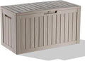 90 Gallon Deck Box,Waterproof Resin Outdoor Storage Box for Patio Furniture,Outdoor Cushions,Garden Tools and Pool Supplies,Weatherproof(Grey,90Gallon)
