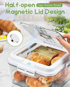 Dynta Large Bread Box for Kitchen Countertop 11.4 x 7.5 x 6.7 Inch Airtight Bread Storage Container Time Recording Bread Keeper with Lid for Toast, Loaf and Cookies