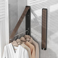 Clothes Drying Rack for Laundry Drying Rack Wall Mounted Clothes Hanger Rack Retractable Laundry Hanger Dryer Rack Space Saving Closet Organizer Aluminium (Walnut)