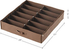 Under Bed Storage Shoe Organizer Bag with Clear Plastic Zippered Cover, Stores 12 Pairs of Shoes by Everyday Home (Brown)