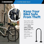 Sandbaggy In Ground Bike Rack | U Shaped, Commercial, Outdoor, 1 Loop, Steel | Black, 14.5" x 34" (10)