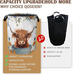 Highland Cow Laundry Hamper,Collapsible Laundry Baskets,Butterfly Flowers Dirty Clothes Baskets with Handles,Oxford Cloth Hamper for Bedroom,Bathroom,College Dorms, 16"x20"