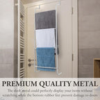 MyGift 4 Tier Over The Door Towel Rack, Bathroom Towel Holder Ladder, Space Saving Over Shower Door Drying Rack for Towels & Blankets, White Metal