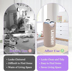 95L Folding Laundry Basket for Singles, Large Laundry Hamper with Aluminum Handles, Freestanding Dirty Clothes Basket, Sturdy Oxford Fabric Clothes Hampers for Travel, Dormitory, Khaki