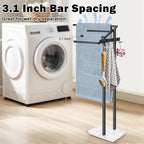 HarJue Towel Rack for Bathroom, 36” H Towel Holder Stand, Bath Towels Sheet Holder with Marble Base, Standing Rack for Home Pool Outdoor Floor, Store Family Member Towels (Black, 36” H-Hooks)