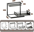 VUSIGN Under the Sink Organizer, 2-Tier Pull Out Cabinet Organizer, Metal Slide Out Storage for Bathroom Kitchen, 1 Pack, Black