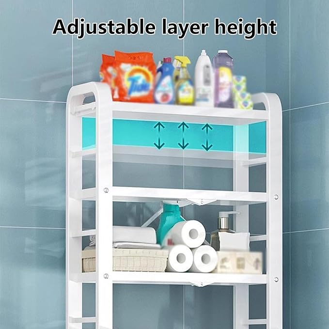 Over-the-toilet Storage, Over Toilet Storage Shelf, Toilet Storage Rack, Adjustable Layer Height, Portable Lock Design, Classified Storage, Suitable for Bathroom, Toilet and Laundry Room(Black)