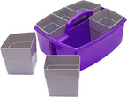 Storex Large Classroom Caddy with Cups, 13 x 11 x 6.575 Inches, Purple, Case of 2 (00986U02C)