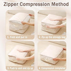 Space Saving Self Compression Organizer, 2025 New Ultra Space Saving Self Compression Organizer, Heavy Duty Moving Bags, Storage Tote for Space Saving (Pink, X-Large)