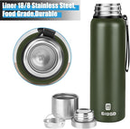 Insulated vacuum Thermo Bottle 1500ml/50.7oz with cup Stainless steel coffee bottles for hot and cold drink water flask.(Green,1500ml)