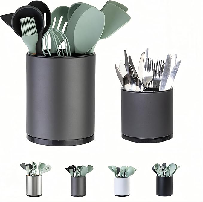 Utensil Holder,Extra Large Utensil Holder for Kitchen Counter, Silverware Organizer, Stainless Steel Storage Cooking Caddy Flatware Spoon Spatula Tool Cutlery Container(2 Set)