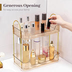 Aveniee Bathroom Counter Organizer, 2 Tier Perfume Skin Care Countertop Storage Shelf, Vanity Makeup Tray for Cosmetic Skincare Lotion, Gold