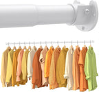 4 Pack Closet Rods for Hanging Clothes,17-84 Inch No-Cut Stepless Adjustable Closet Rod, 1.3 Inch Heavy Duty Metal Closet Hanging Rod with Brackets, Matte White Closet Bar for Closet, Laundry Room, RV