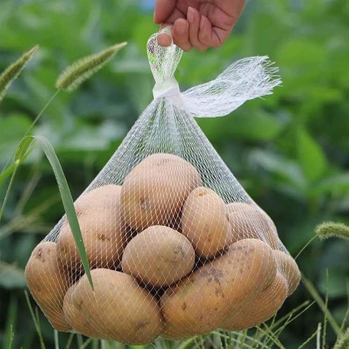 100Pcs 24’’ Reusable Mesh Produce Bags, Onion Fruits Net Bags and Seafood Boil Bag for Crab Clam Crawfish, Mesh Storage Bag for Grocery Shopping Storage of Fruits Vegetable Seafood & Garden Produce
