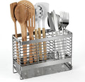 Utensil Holder, Upgrade Stainless Steel Utensil Drying Rack with Automatic Drain Tray for Kitchen Counter, Silverware Cutlery Organizer for Spoons, Forks, Knifes, Chopsticks (Silver)