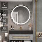 28inch Round Medicine Cabinet with Lights,Led Medicine Cabinet with Defogger,Illuminated Mirror Cabinet for Bathroom,Dimmable,Anti-Fog,3 Colors,Surface Mount Only