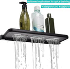 DEAYOU 2 Pack Folding Wall Shelf for Bathroom, 90° Fold Up Floating Shelf, Wall Mounted Drop Down Metal Shelves for RV, Campers, Laundry Room, Toilet Room, Kitchen, Waterproof, Space Saving, Black