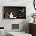 23x11 Inch Recessed Medicine Cabinet, Black Medicine Cabinet No Mirror, 304 Stainless Steel Bathroom Wall Niche Cabinet with Storage for Bathroom, Living Room
