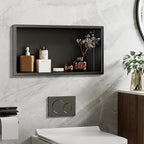 23x11 Inch Recessed Medicine Cabinet, Black Medicine Cabinet No Mirror, 304 Stainless Steel Bathroom Wall Niche Cabinet with Storage for Bathroom, Living Room