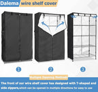 Wire Rack Covers,Heavy Duty 600D Dustproof Waterproof Storage Rack Covers for Metal Shelves,Storage Shelf Cover with Zipper for Wire Shlef,30''W x 14''D x 63''H,Black with Clear Front