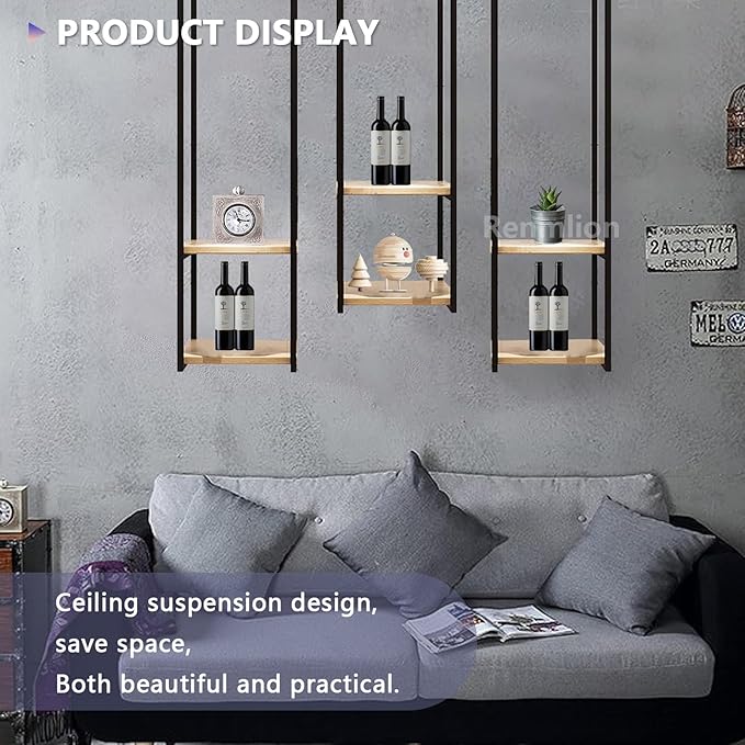 Ceiling Shelf Display Shelves Hanging Shelving Creative Flower Stand Ceiling Mounted Storage Rack Kitchen Pot Rack/Pan Racks Metal Iron Frame for Home Office Restaurant(30x30x135cm