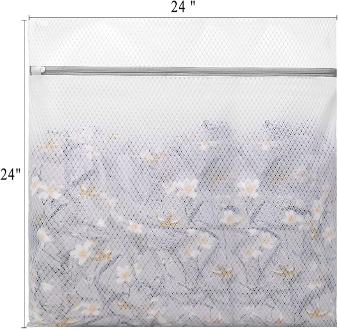 Muchfun 2Pcs Durable Diamond Mesh Laundry Bags for Delicates 24 x 24 Inches (2 XX-Large)