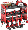 Power Tool Organizer Wall Mount - 120Lbs Load 3 Layers Storage Rack 4 Drill Holders for Drills Cordless Heavy Duty lron Garage Tool Organizer Storage - Workshop Shed Pegboard Basement, Gifts for Men
